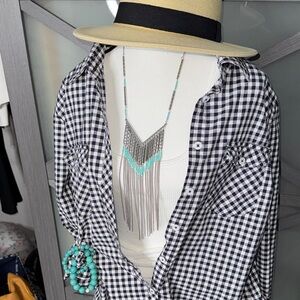 Bit & Bridle Black and White Plaid Shirt